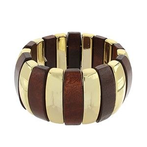 Wood & Metal Bar Linked Bracelet